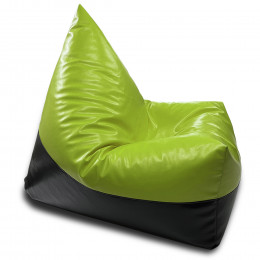 Кресло мешок пирамида размер XL из глянцевой экокожи MAX цвет зеленый с черным