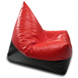 Кресло мешок пирамида размер XL из глянцевой экокожи MAX цвет красный с черным