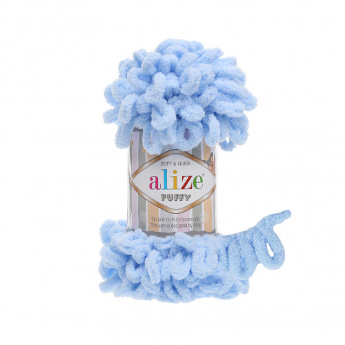 Alize Puffy 183 Светло-голубой — нежная пряжа для уютных проектов