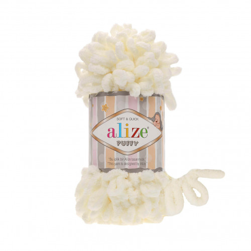 Alize Puffy 62 Alb crem – fir pufos și versatil pentru orice proiect