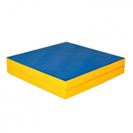 Спортивный гимнастический мат складной 100×200×10 см (синий/жёлтый)