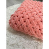 Плед ручной работы из пряжи Alize Puffy, персиковый, 100x120 см